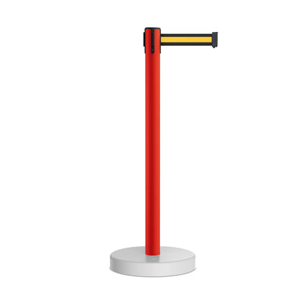 Retractable Belt Barrier Stanchion, Water Fillable Base, Red PVC Plastic Post, 9 Ft Belt - Montour Line MSH630