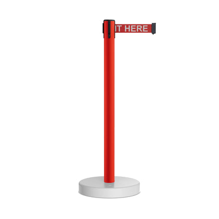 Retractable Belt Barrier Stanchion, Water Fillable Base, Red PVC Plastic Post, 9 Ft Belt - Montour Line MSH630