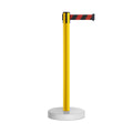 Retractable Belt Barrier Stanchion, Water Fillable Base, Yellow PVC Plastic Post, 7.5 Ft  Belt - Montour Line MSH630