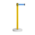 Retractable Belt Barrier Stanchion, Water Fillable Base, Yellow PVC Plastic Post, 7.5 Ft  Belt - Montour Line MSH630