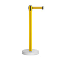 Retractable Belt Barrier Stanchion, Water Fillable Base, Yellow PVC Plastic Post, 13 Ft  Belt - Montour Line MSH630