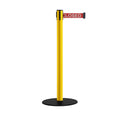 Safety Stanchion Retractable Belt Barriers, Low Profile Steel Base, Yellow Post, 11 Ft. Belt - Montour Line MSX630