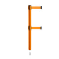 Retractable Dual Belt Barrier Stanchion, Mini Socket Base, Orange Post, 11 ft Belt - Montour Line MSX630DSK