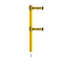 Retractable Dual Belt Barrier Stanchion, Mini Socket Base, Yellow Post, 9 ft Belt - Montour Line MSX630DSK