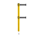 Retractable Dual Belt Barrier Stanchion, Mini Socket Base, Yellow Post, 9 ft Belt - Montour Line MSX630DSK