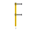 Retractable Dual Belt Barrier Stanchion, Mini Socket Base, Yellow Post, 9 ft Belt - Montour Line MSX630DSK