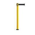 Retractable Belt Barrier Safety Stanchion, Fixed Base, Yellow Post, 9 Ft. Belt - Montour Line MSX630F