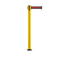 Retractable Belt Barrier Safety Stanchion, Fixed Base, Yellow Post, 9 Ft. Belt - Montour Line MSX630F