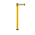 Retractable Belt Barrier Safety Stanchion, Fixed Base, Yellow Post, 9 Ft. Belt - Montour Line MSX630F