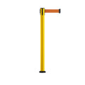 Retractable Belt Barrier Safety Stanchion, Fixed Base, Yellow Post, 9 Ft. Belt - Montour Line MSX630F