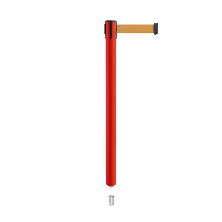 Retractable Belt Barrier Stanchion, Mini Socket Base, Red Post, 11 ft Belt - Montour Line MSX630SK