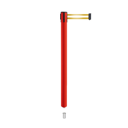 Retractable Belt Barrier Stanchion, Mini Socket Base, Red Post, 11 ft Belt - Montour Line MSX630SK