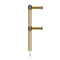 Retractable Dual Belt Barrier Stanchion, Mini Socket Base, Polished Brass Post, 11 ft Belt - Montour Line MX630DSK