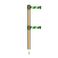 Retractable Dual Belt Barrier Stanchion, Mini Socket Base, Polished Brass Post, 11 ft Belt - Montour Line MX630DSK