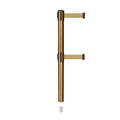 Retractable Dual Belt Barrier Stanchion, Mini Socket Base, Satin Brass Post, 9 ft Belt - Montour Line MX630DSK