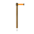 Retractable Belt Barrier Stanchion, Mini Socket Base, Satin Brass Post, 7.5 ft Belt - Montour Line MX630SK