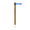 Retractable Belt Barrier Stanchion, Mini Socket Base, Satin Brass Post, 7.5 ft Belt - Montour Line MX630SK