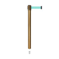 Retractable Belt Barrier Stanchion, Mini Socket Base, Satin Brass Post, 7.5 ft Belt - Montour Line MX630SK