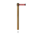 Retractable Belt Barrier Stanchion, Mini Socket Base, Satin Brass Post, 7.5 ft Belt - Montour Line MX630SK