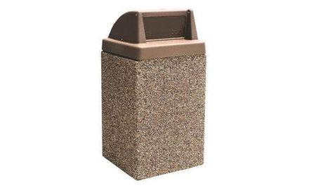 Quick Ship Concrete Trash Can 30 Gallons with Push Door Lid - Picnic  Furniture