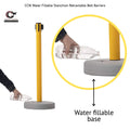 Retractable Belt Barrier Stanchion, Water Fillable Base, Yellow PVC Plastic Post, 13 Ft  Belt - Montour Line MSH630