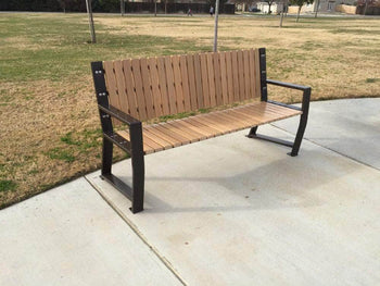 Vertical Slats Wood Park Bench - 67 In.