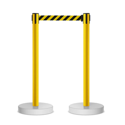 Retractable Belt Barrier Stanchion, Water Fillable Base, Red PVC Plastic Post, 9 Ft Belt - Montour Line MSH630